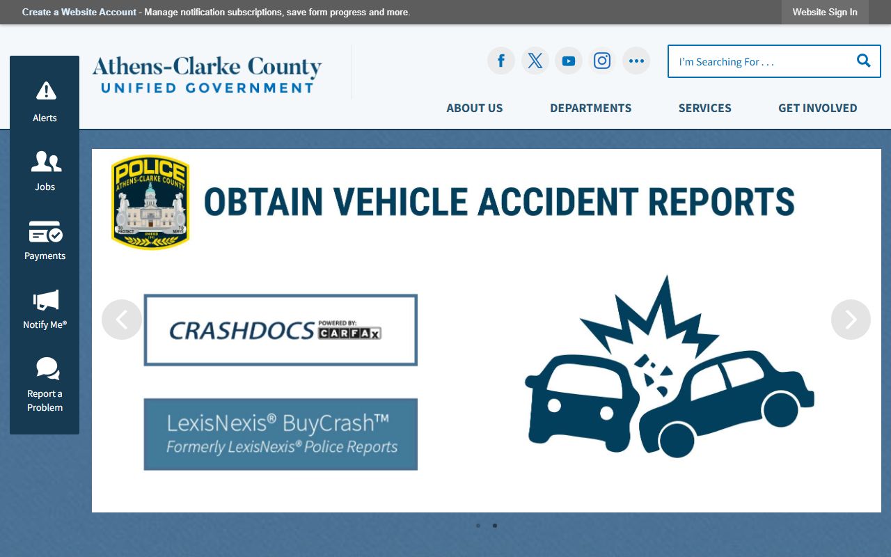 Athens-Clarke County Police Department website for criminal history records