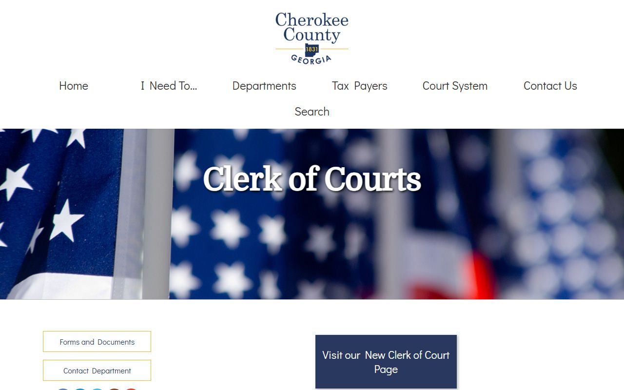 Cherokee County Clerk of Courts page for criminal history records