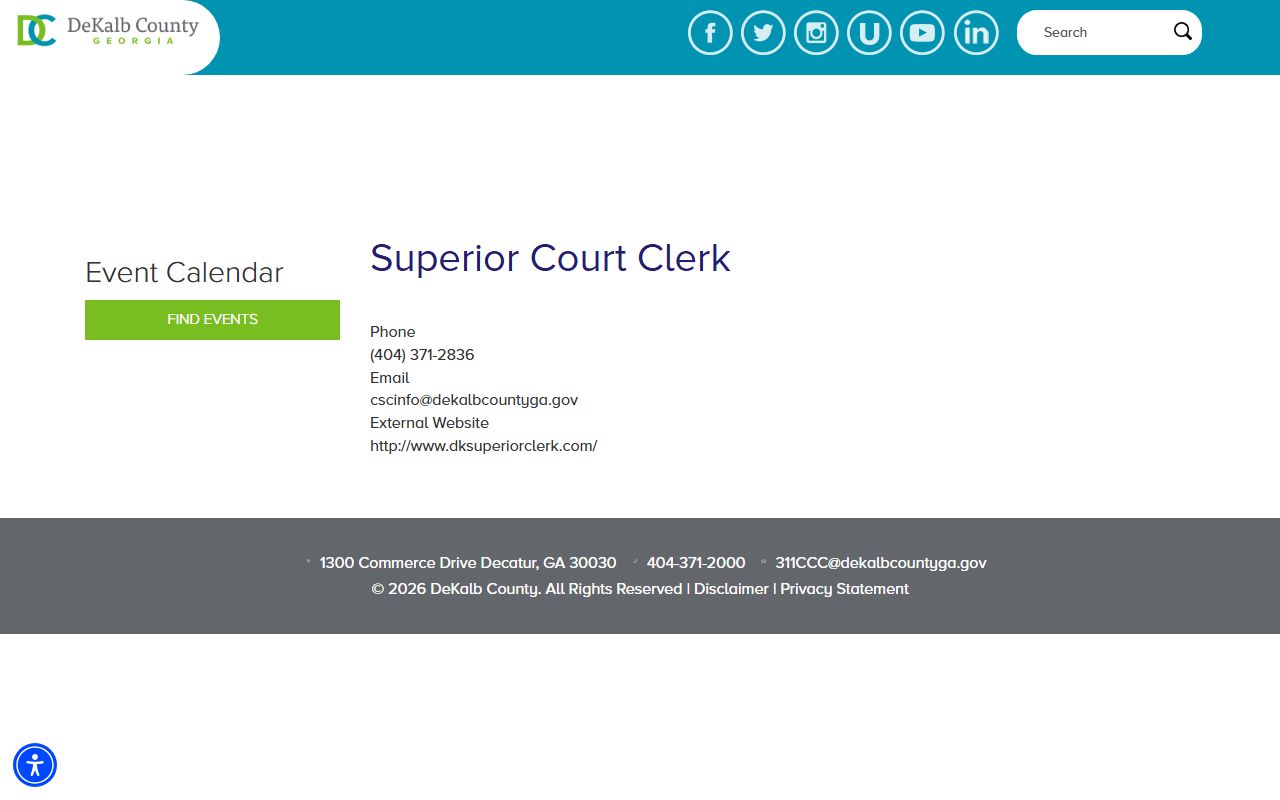DeKalb County Superior Court Clerk office page for criminal history records