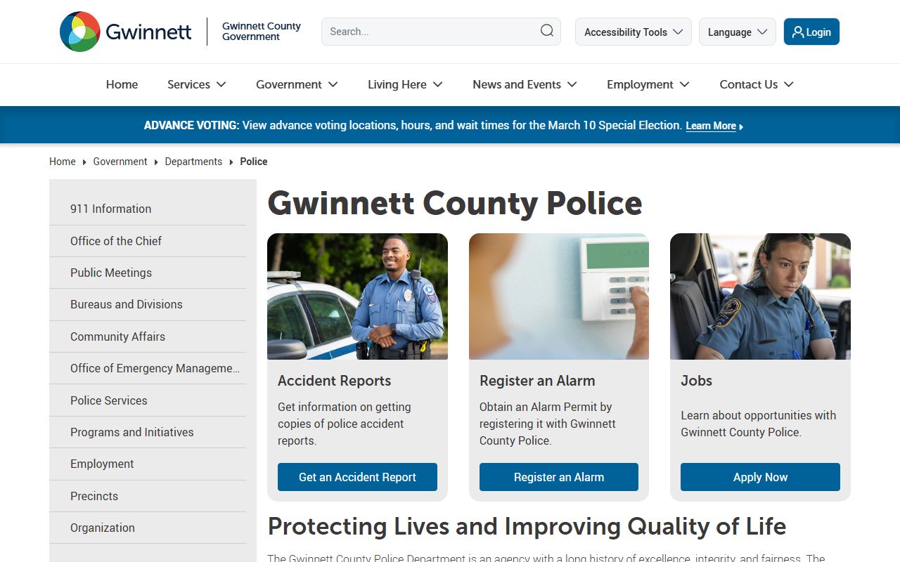 Gwinnett County Police Department website for criminal history records