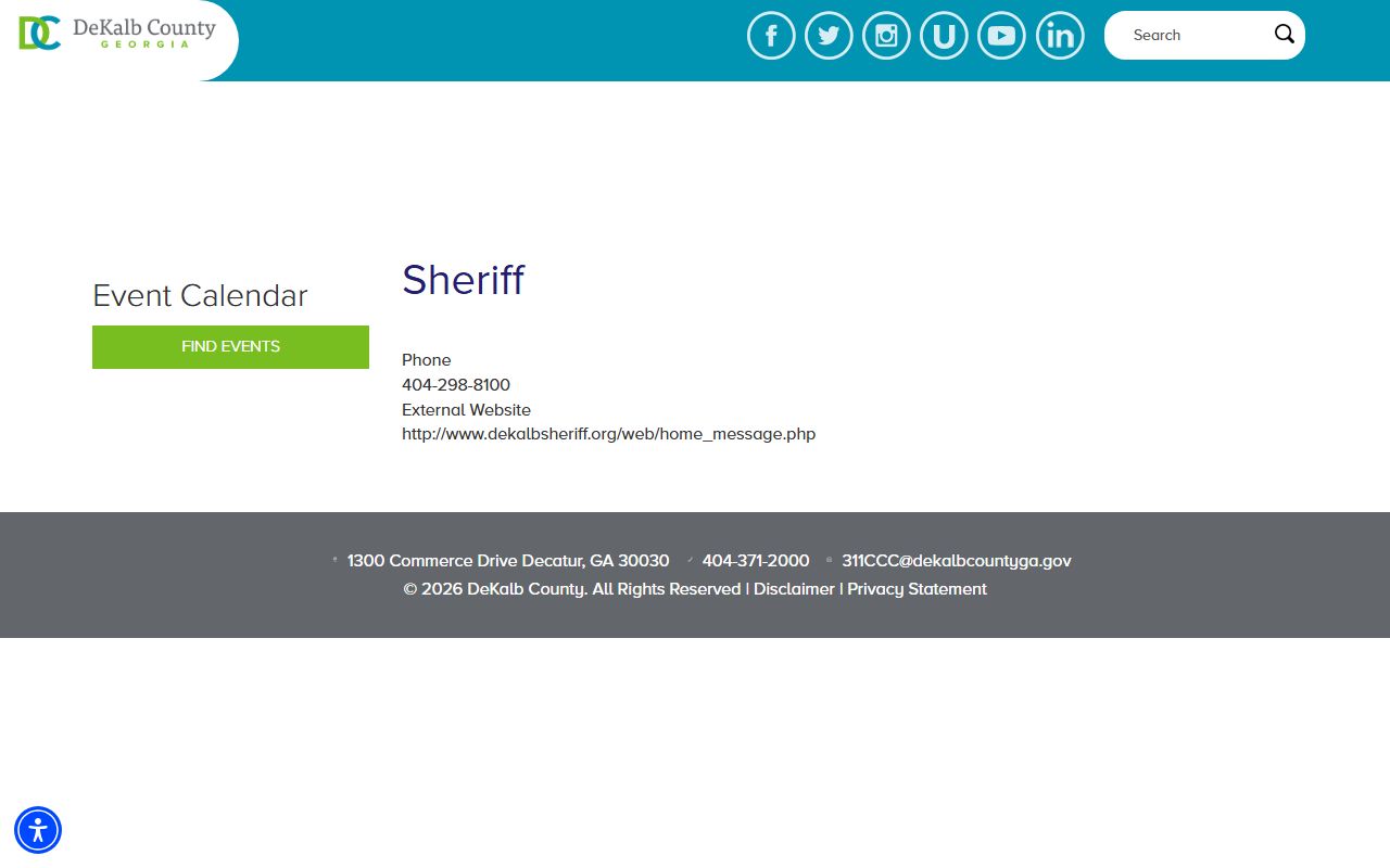 DeKalb County Sheriff's Office website for criminal history and inmate search