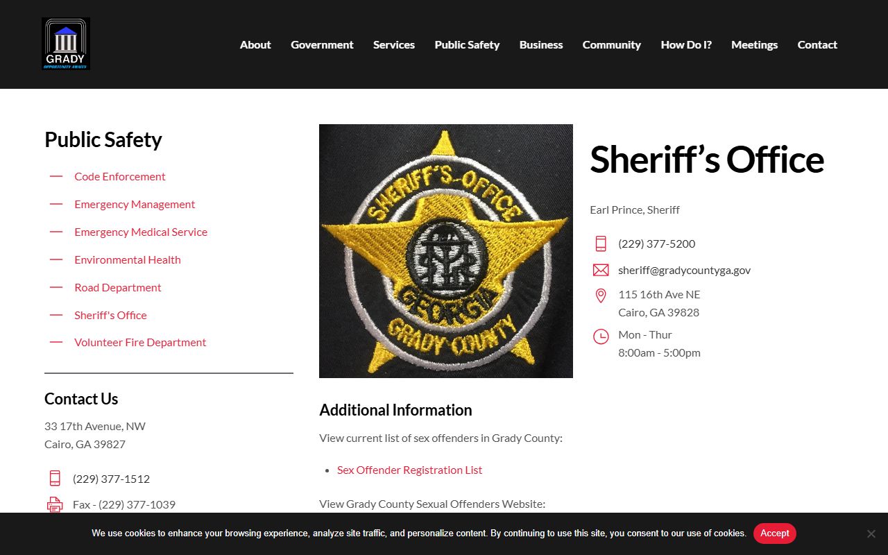 Grady County Sheriff's Office criminal history records